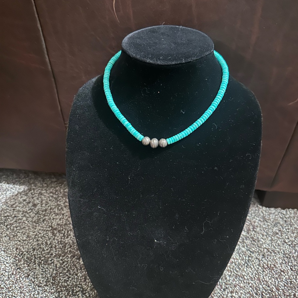 Hand Crafted “One of a Kind” Turquoise &. Sterling Silver Necklace